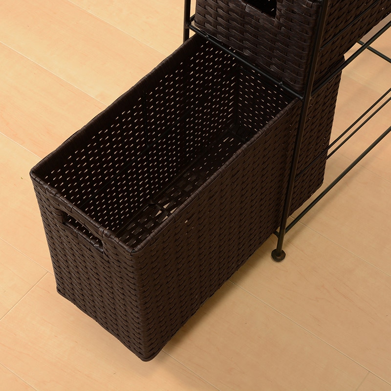 萩原 ランドリーラック 幅20.5cm 4杯 ダークブラウン RAN-2408DBR 1台(ご注文単位1台)【直送品】