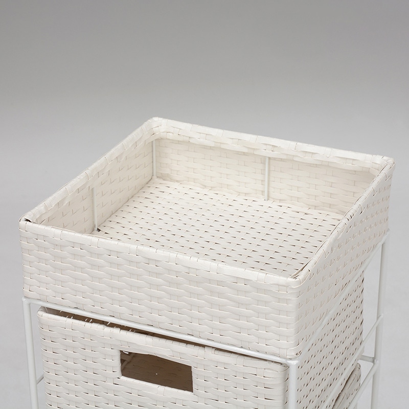 萩原 ランドリーラック 幅40.5cm 4杯 キャスター付 ホワイト RAN-2415WH 1台(ご注文単位1台)【直送品】