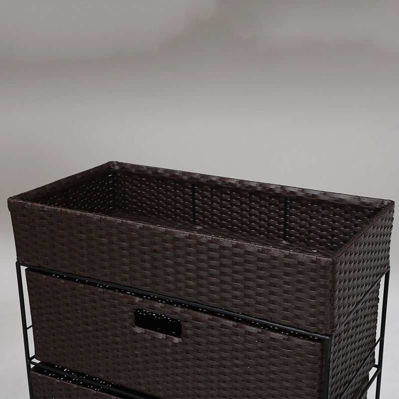 萩原 ランドリーラック 幅60.5cm 4杯 キャスター付 ダークブラウン RAN-2416DBR 1台(ご注文単位1台)【直送品】