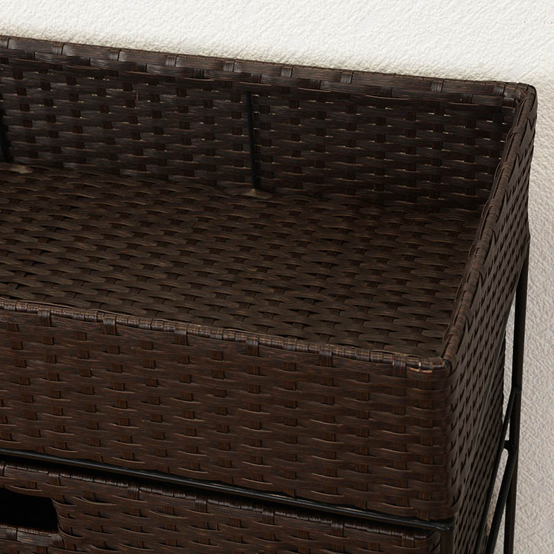 萩原 ランドリーラック 幅60.5cm 4杯 キャスター付 ダークブラウン RAN-2416DBR 1台(ご注文単位1台)【直送品】