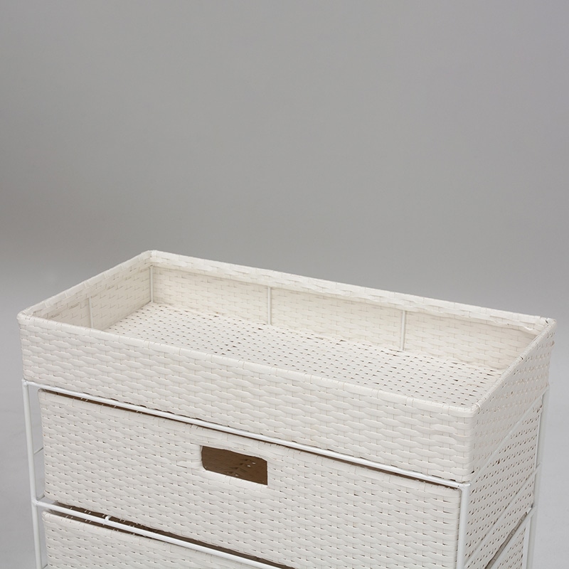 萩原 ランドリーラック 幅60.5cm 4杯 キャスター付 ホワイト RAN-2416WH 1台(ご注文単位1台)【直送品】