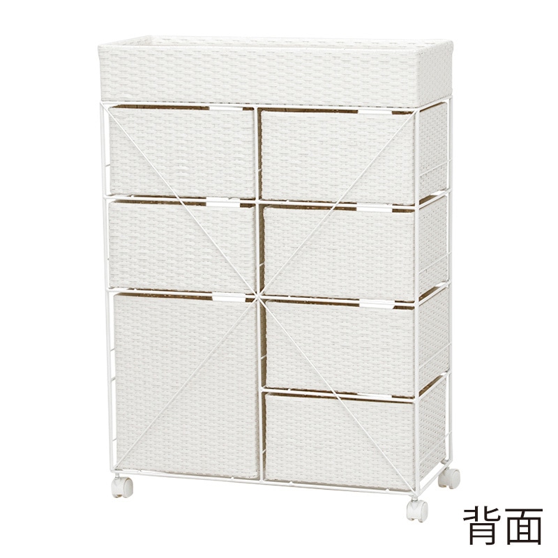 萩原 ランドリーラック 幅70.5cm 7杯 キャスター付 ホワイト RAN-2418WH 1台(ご注文単位1台)【直送品】