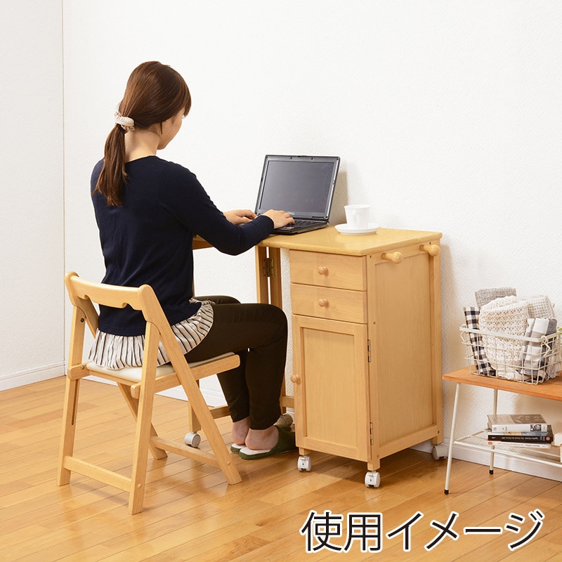 萩原 折りたたみデスク 幅88cm ナチュラル VT-7370NA 1台(ご注文単位1台)【直送品】