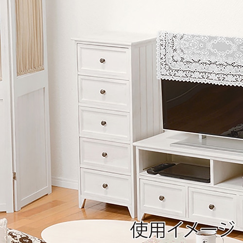 萩原 チェスト 5杯 アンティークホワイト MCH-5385AW 1台(ご注文単位1台)【直送品】