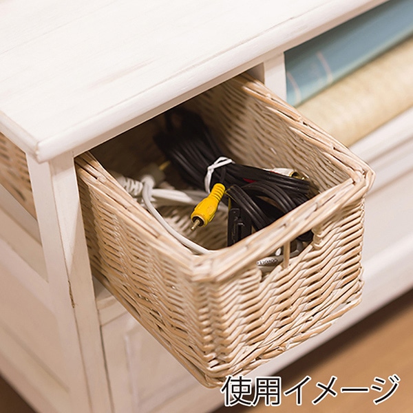 萩原 テレビ台 幅115cm アンティークホワイト バスケットタイプ MTV-5712AW 1台(ご注文単位1台)【直送品】