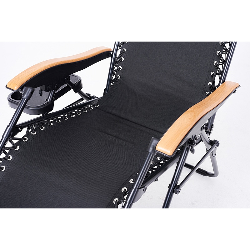 萩原 リラックスチェアー 折りたたみ式 ブラック LC-4058BK 1台(ご注文単位1台)【直送品】