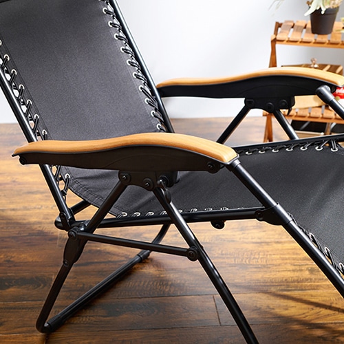 萩原 リラックスチェアー 折りたたみ式 ブラック LC-4058BK 1台(ご注文単位1台)【直送品】