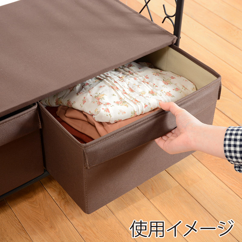 萩原 ハンガーラック 幅75cm 引出し2杯 ブラウン KHR-3160BR 1台(ご注文単位1台)【直送品】