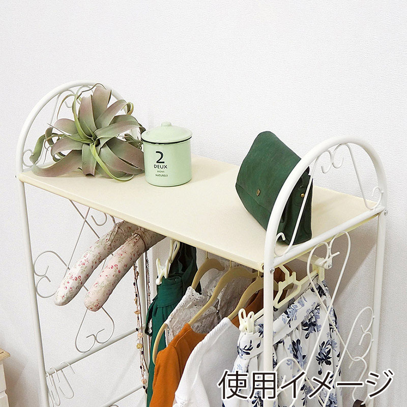 萩原 ハンガーラック 幅75cm 引出し2杯 ホワイト KHR-3160WH 1台(ご注文単位1台)【直送品】