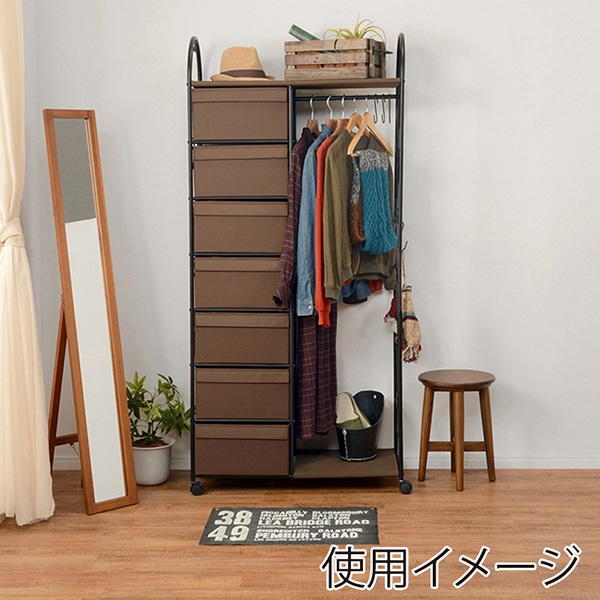 萩原 ハンガーラック 幅80cm ブラウン KHR-3161BR 1台(ご注文単位1台)【直送品】