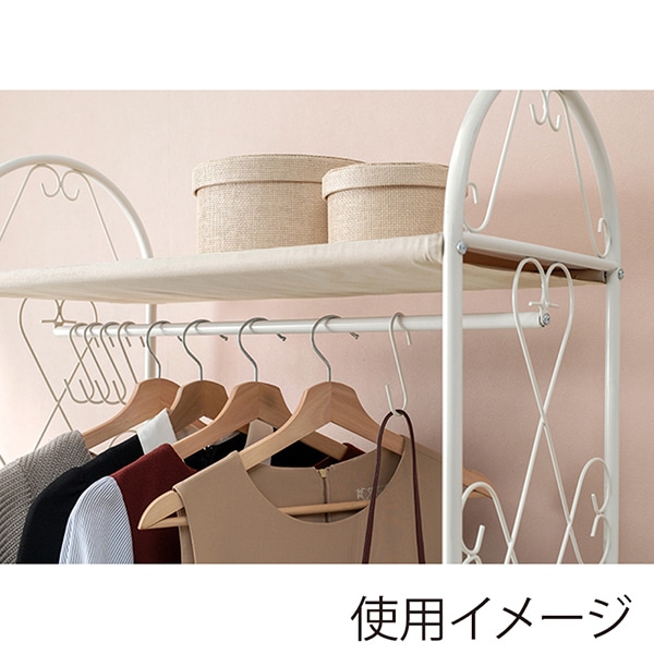 萩原 ハンガーラック　幅75cm　引出し2杯 ピンク KHR-3164PI 1台（ご注文単位1台）【直送品】