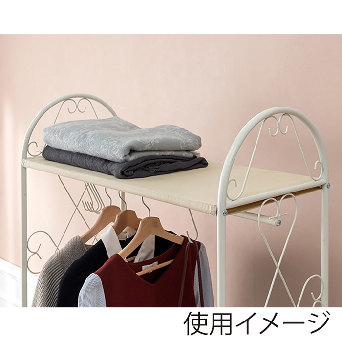 萩原 ハンガーラック　幅75cm　引出し2杯 ピンク KHR-3164PI 1台（ご注文単位1台）【直送品】