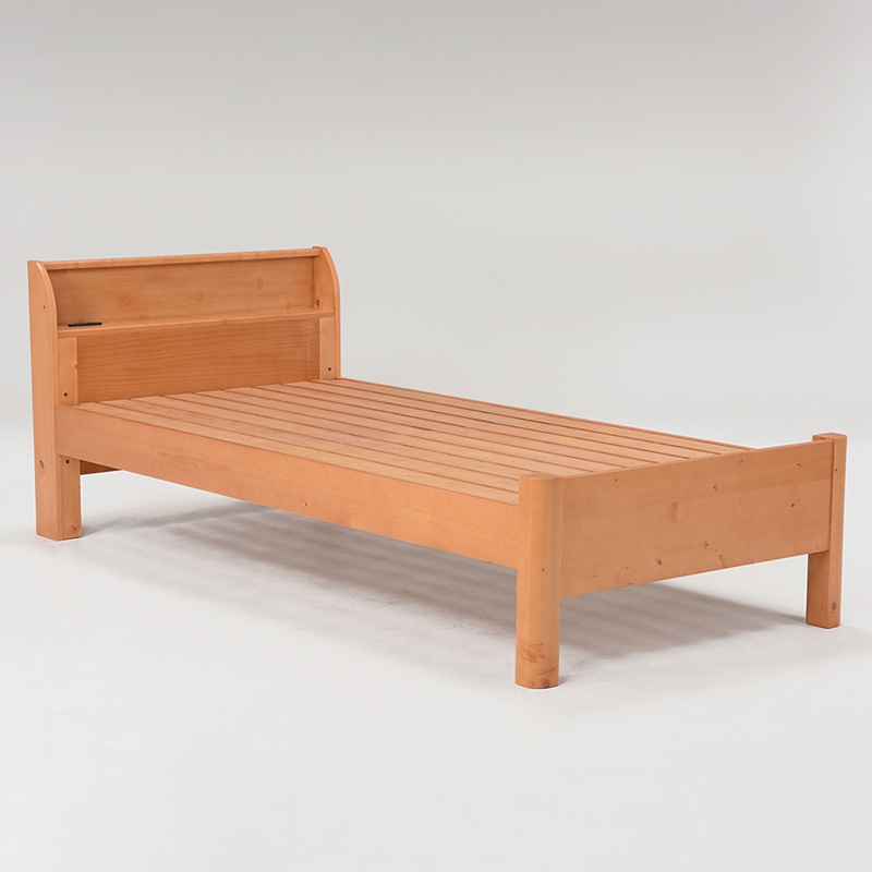 萩原 シングルベッド 棚・コンセント付 ナチュラル WB-7701S-NA 1台(ご注文単位1台)【直送品】