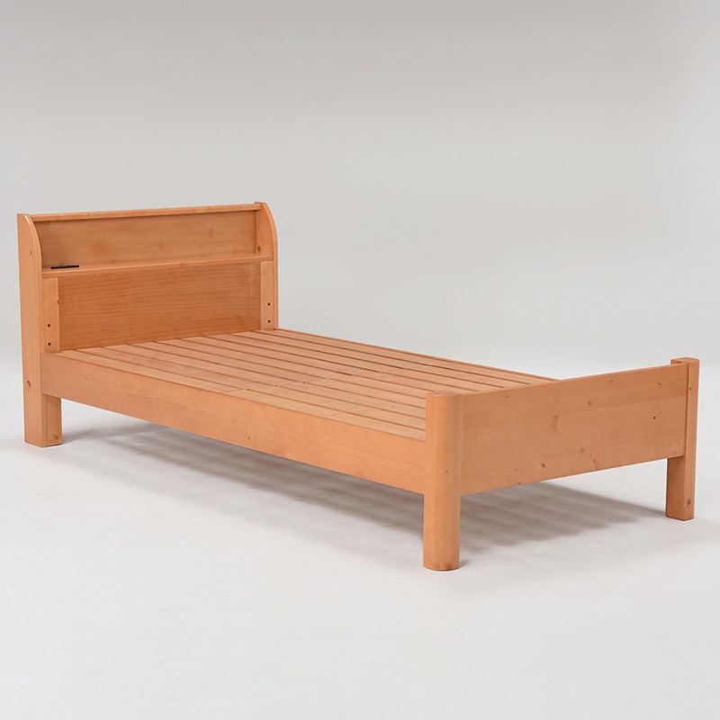 萩原 シングルベッド 棚・コンセント付 ナチュラル WB-7701S-NA 1台(ご注文単位1台)【直送品】