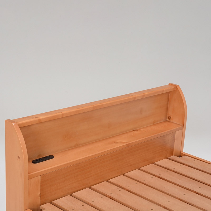 萩原 シングルベッド 棚・コンセント付 ナチュラル WB-7701S-NA 1台(ご注文単位1台)【直送品】