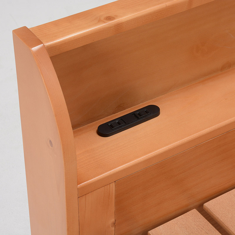 萩原 シングルベッド 棚・コンセント付 ナチュラル WB-7701S-NA 1台(ご注文単位1台)【直送品】