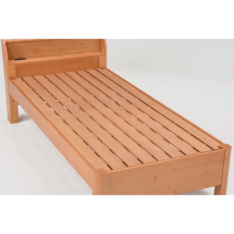 萩原 シングルベッド 棚・コンセント付 ナチュラル WB-7701S-NA 1台(ご注文単位1台)【直送品】