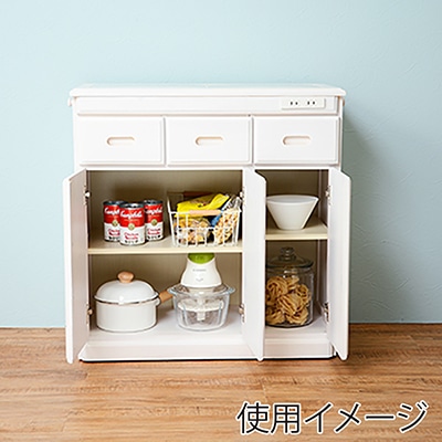 萩原 キッチンカウンター 幅69cm×高さ71cm ホワイトウォッシュ MUD-6521WS 1台(ご注文単位1台)【直送品】