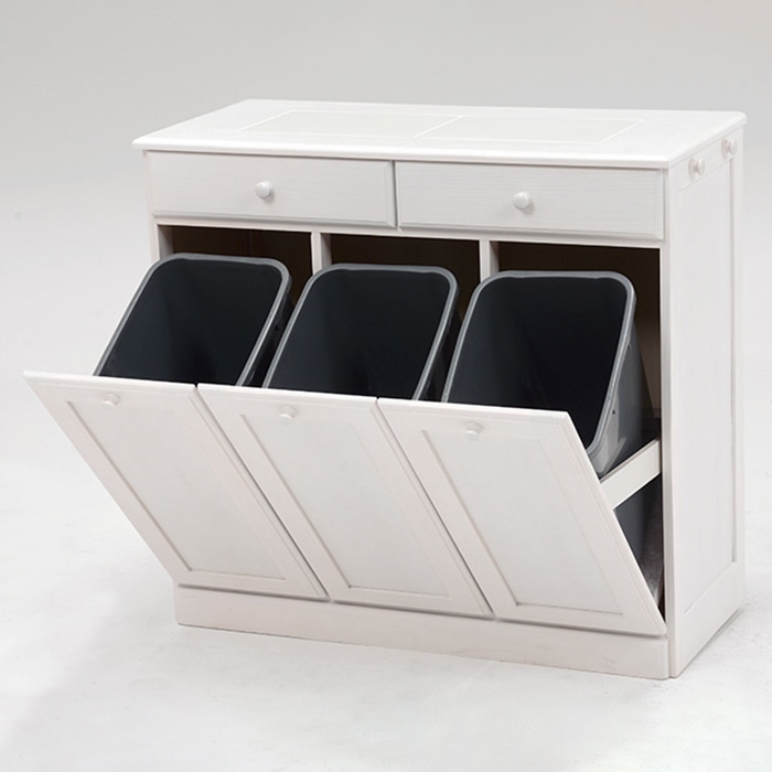 萩原 ダストボックス 25L×3 ホワイトウォッシュ MUD-6723WS 1台(ご注文単位1台)【直送品】