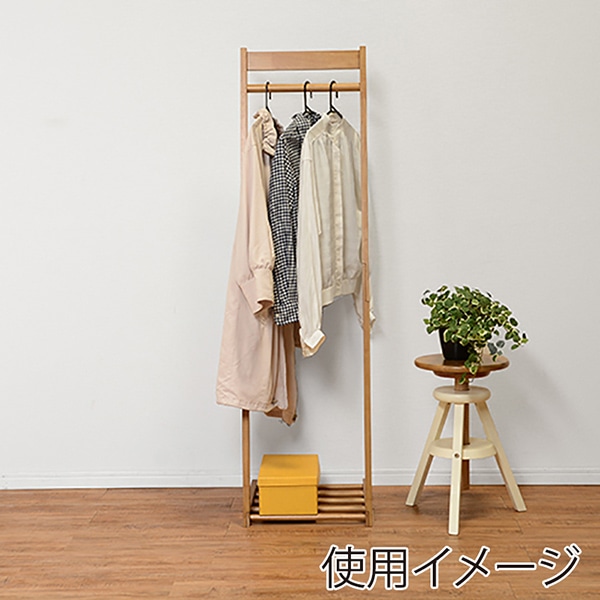 萩原 L字型ハンガーラック 幅40cm ライトブラウン VR-7215LBR 1台(ご注文単位1台)【直送品】