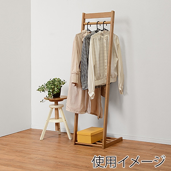 萩原 L字型ハンガーラック 幅40cm ライトブラウン VR-7215LBR 1台(ご注文単位1台)【直送品】