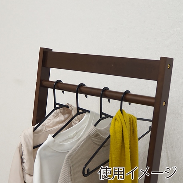 萩原 L字型ハンガーラック 幅50cm ダークブラウン VR-7216DBR 1台(ご注文単位1台)【直送品】