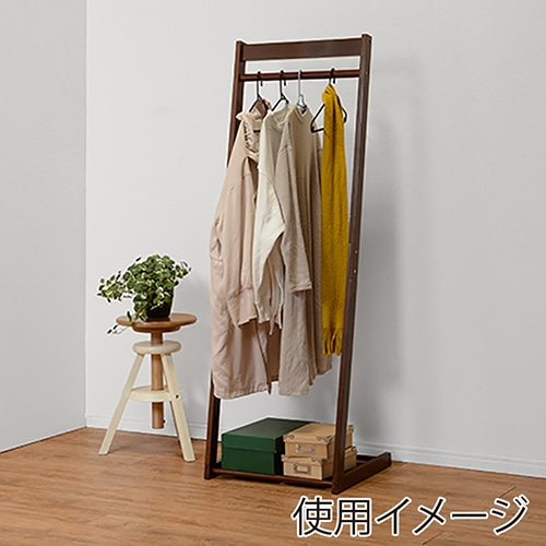 萩原 L字型ハンガーラック 幅50cm ダークブラウン VR-7216DBR 1台(ご注文単位1台)【直送品】