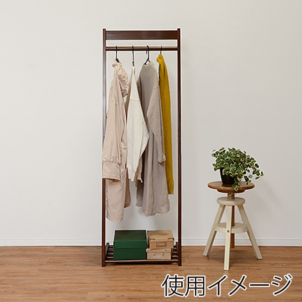萩原 L字型ハンガーラック 幅50cm ダークブラウン VR-7216DBR 1台(ご注文単位1台)【直送品】