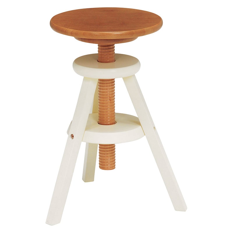 萩原 回転スツール ナチュラルホワイト VH-7960NW 1台(ご注文単位1台)【直送品】