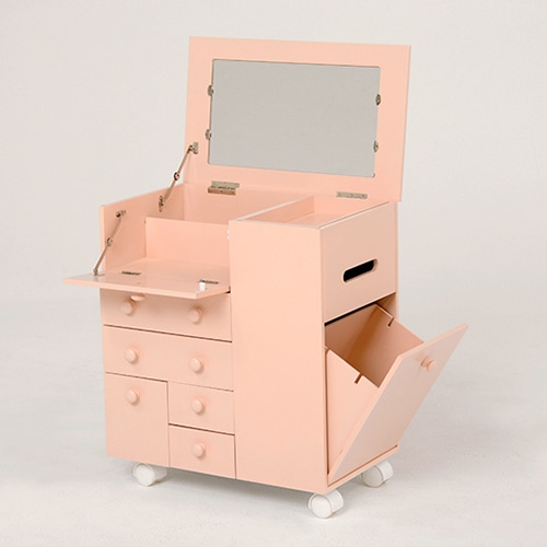 萩原 コスメワゴン　キャスター付 ピンク MUD-6649PI 1台（ご注文単位1台）【直送品】