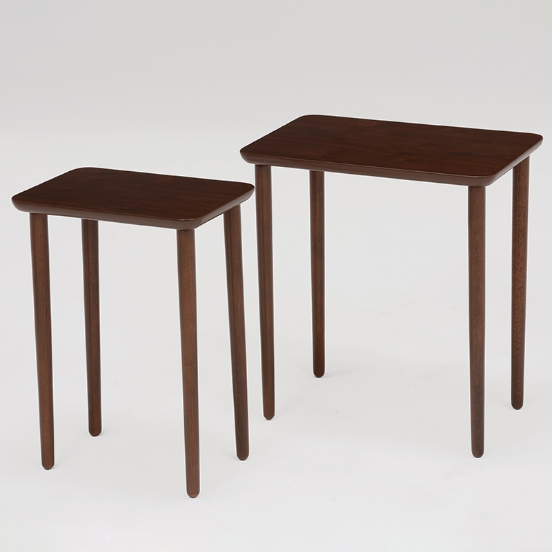 萩原 ネストテーブル 2個セット ウォールナット VT-7970WN 1台(ご注文単位1台)【直送品】