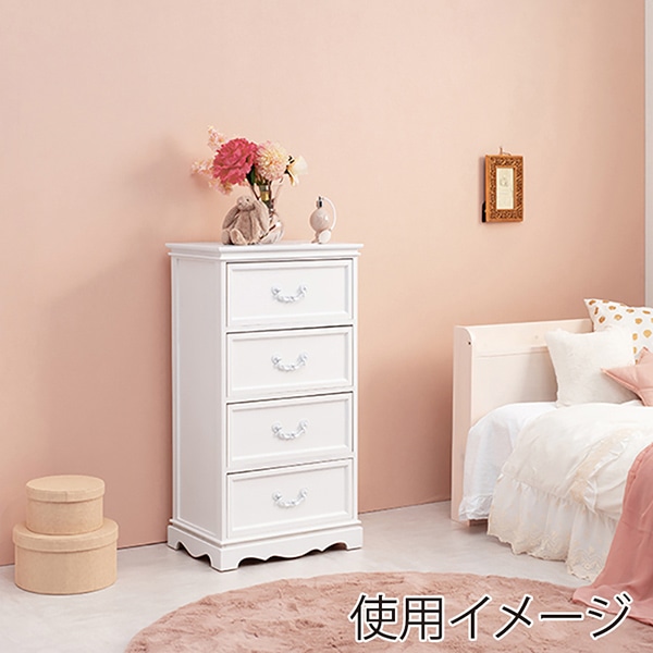 萩原 チェスト 幅50cm 4段 ホワイト MCH-6595WH 1台(ご注文単位1台)【直送品】