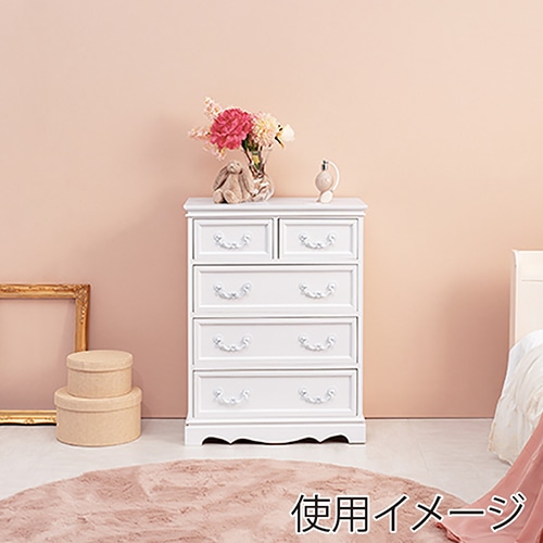 萩原 チェスト 幅60cm 4段 ホワイト MCH-6596WH 1台(ご注文単位1台)【直送品】