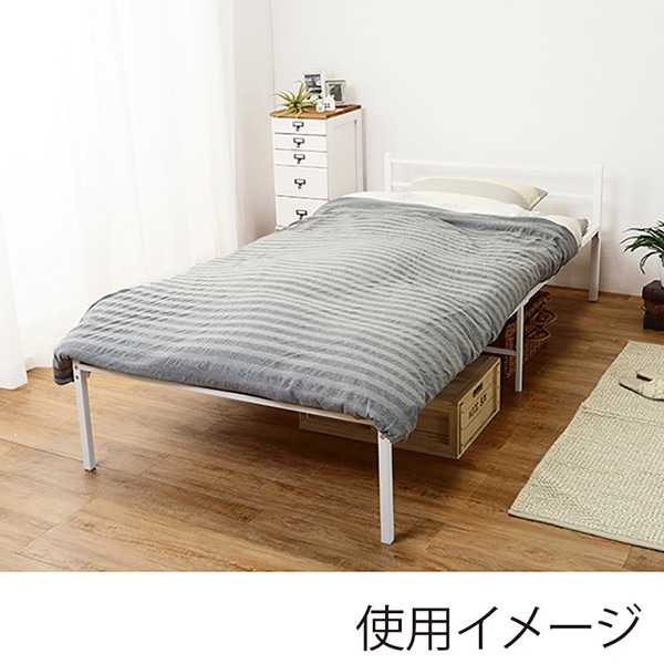 萩原 パイプベッド シングル ホワイト KH-3085WH 1台(ご注文単位1台)【直送品】