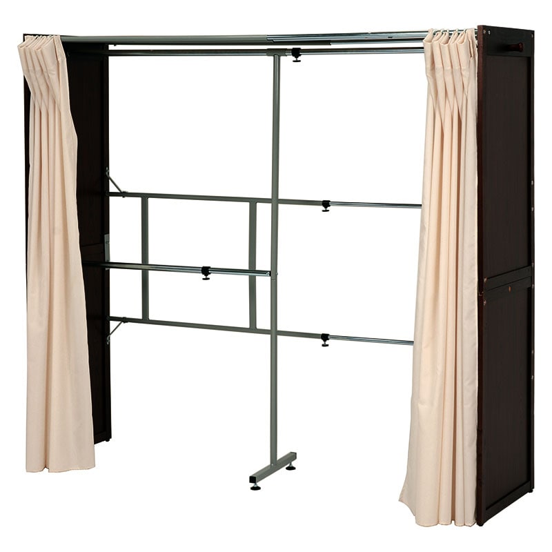 萩原 伸縮クローゼット カバー付 ダークブラウン VR-7240DBR 1台(ご注文単位1台)【直送品】