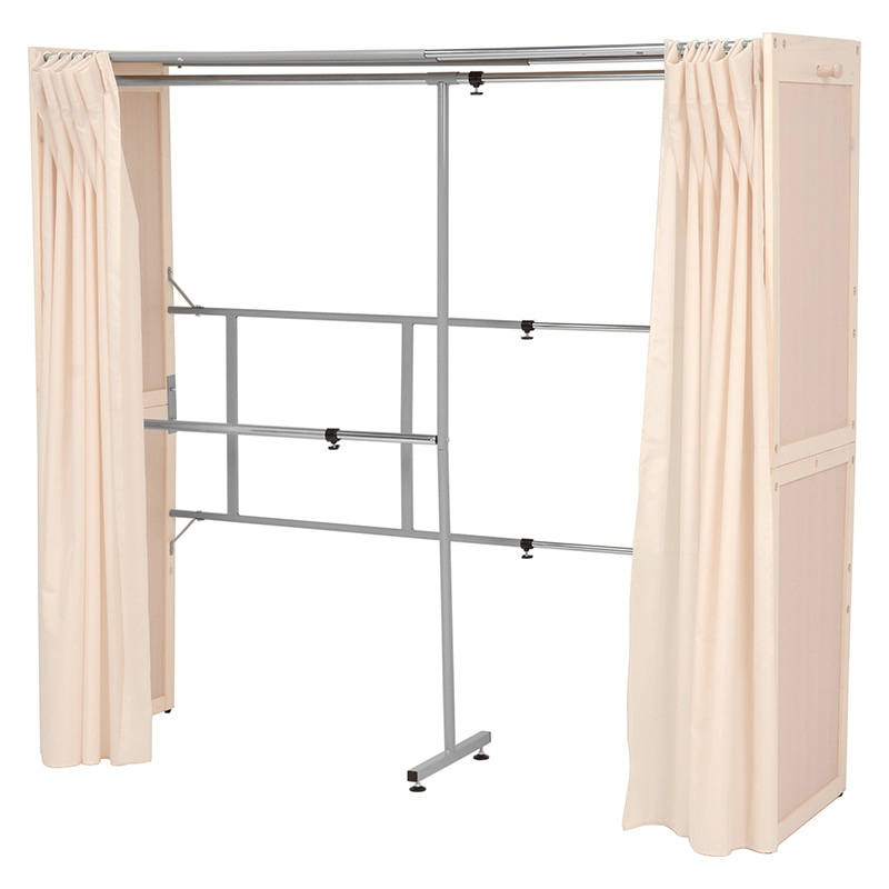 萩原 伸縮クローゼット カバー付 ホワイトウォッシュ VR-7240WS 1台(ご注文単位1台)【直送品】