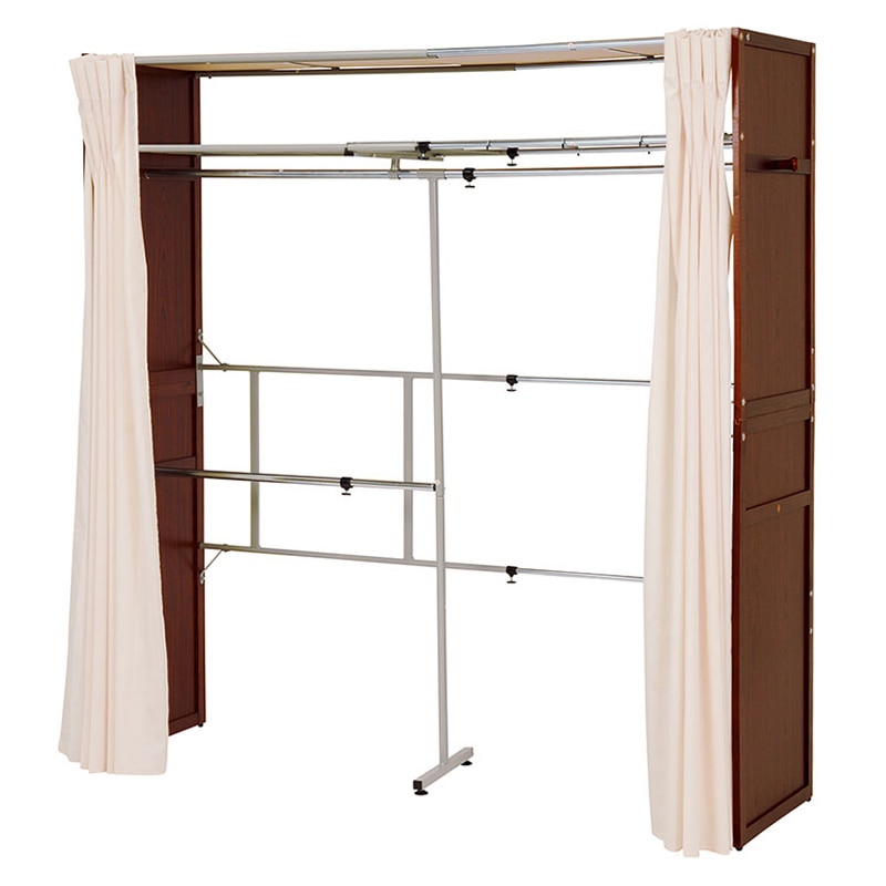 萩原 伸縮クローゼット カバー付 棚あり ダークブラウン VR-7241DBR 1台(ご注文単位1台)【直送品】