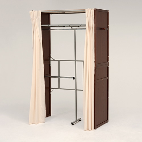 萩原 伸縮クローゼット カバー付 棚あり ダークブラウン VR-7241DBR 1台(ご注文単位1台)【直送品】