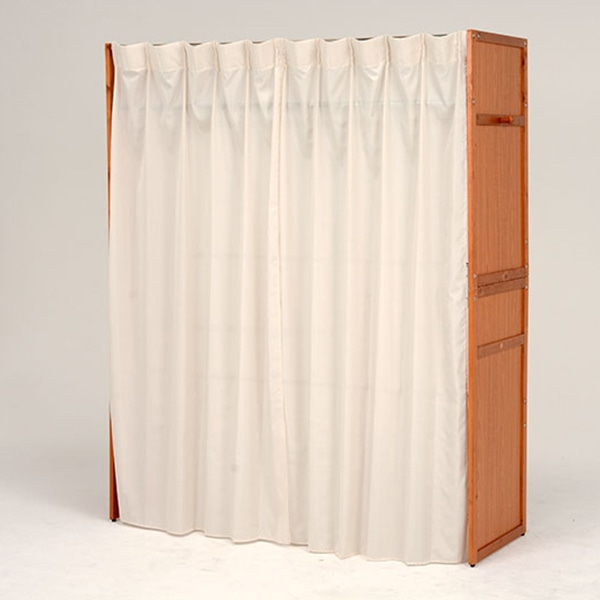 萩原 伸縮クローゼット カバー付 棚あり ナチュラル VR-7241NA 1台(ご注文単位1台)【直送品】