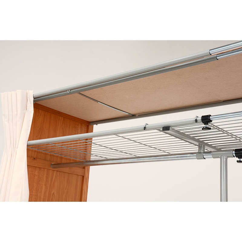 萩原 伸縮クローゼット カバー付 棚あり ナチュラル VR-7241NA 1台(ご注文単位1台)【直送品】