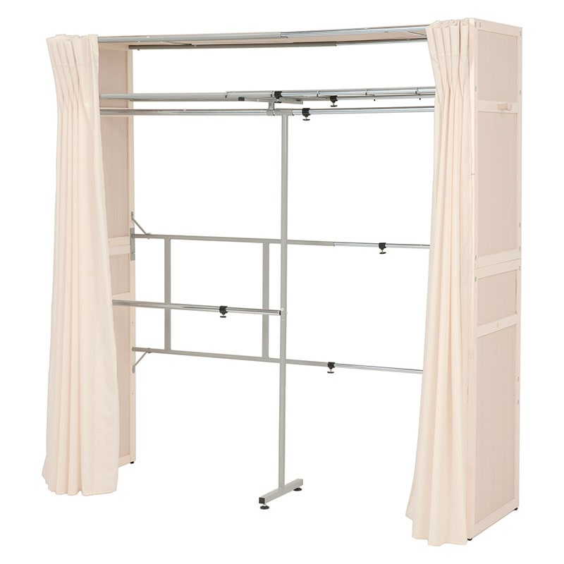 萩原 伸縮クローゼット カバー付 棚あり ホワイトウォッシュ VR-7241WS 1台(ご注文単位1台)【直送品】