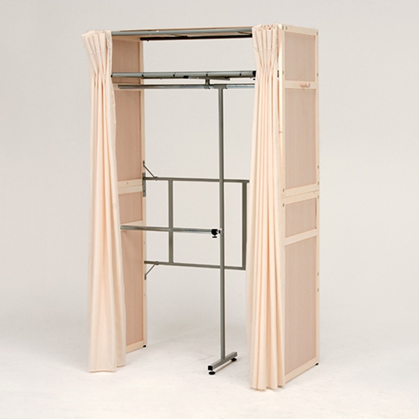 萩原 伸縮クローゼット　カバー付　棚あり ホワイトウォッシュ VR-7241WS 1台（ご注文単位1台）【直送品】