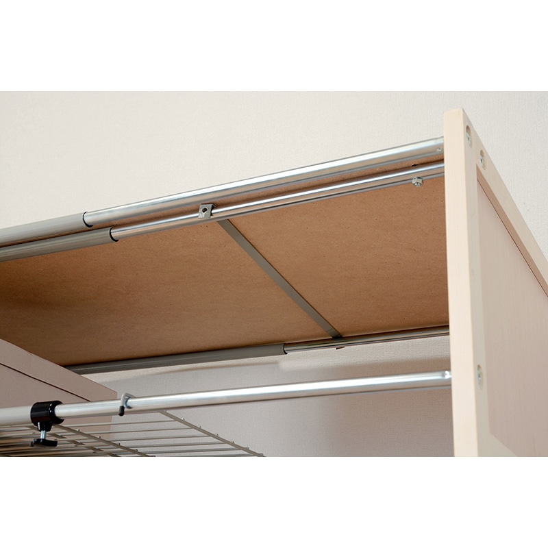 萩原 伸縮クローゼット　カバー付　棚あり ホワイトウォッシュ VR-7241WS 1台（ご注文単位1台）【直送品】