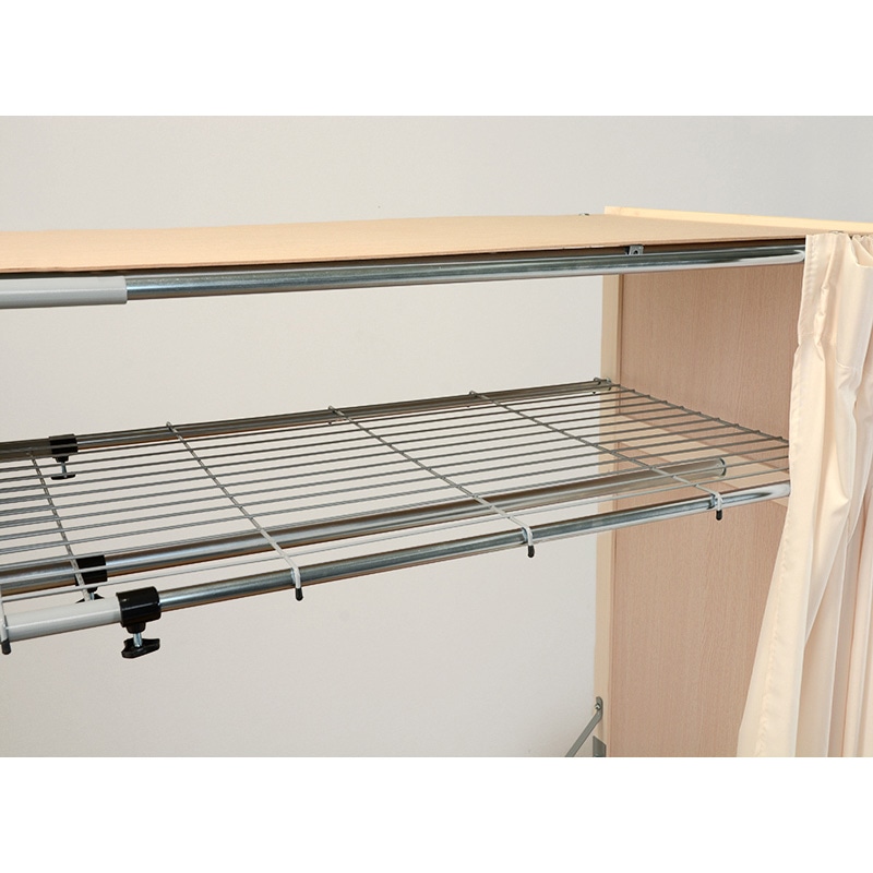 萩原 伸縮クローゼット　カバー付　棚あり ホワイトウォッシュ VR-7241WS 1台（ご注文単位1台）【直送品】