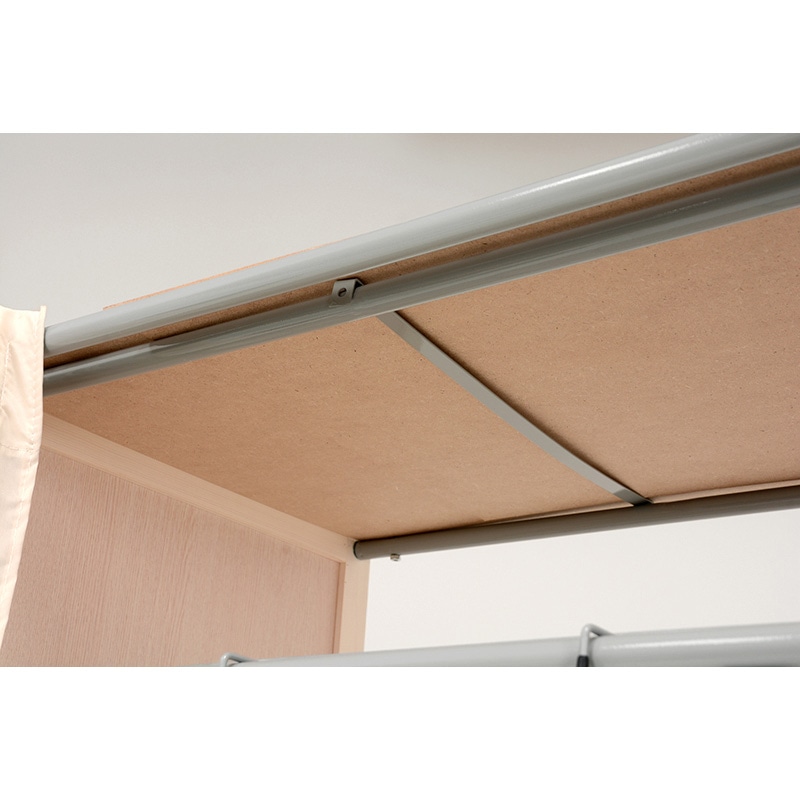 萩原 伸縮クローゼット　カバー付　棚あり ホワイトウォッシュ VR-7241WS 1台（ご注文単位1台）【直送品】