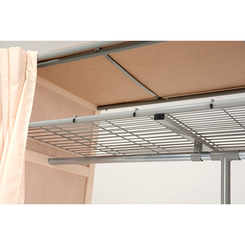 萩原 伸縮クローゼット　カバー付　棚あり ホワイトウォッシュ VR-7241WS 1台（ご注文単位1台）【直送品】