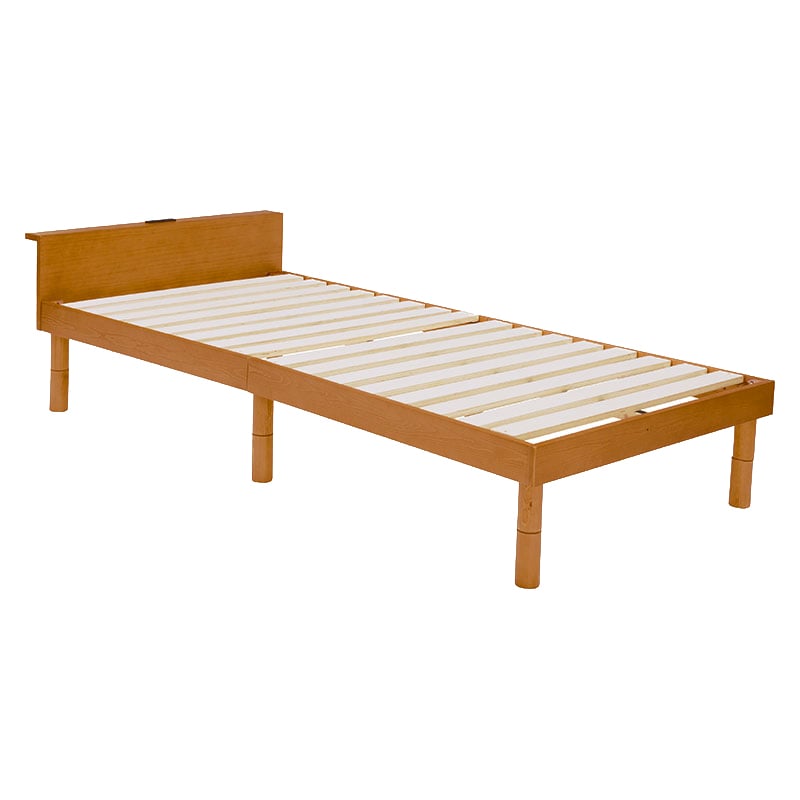 萩原 シングルベッド 棚・コンセント付 ライトブラウン WB-7705LBR 1台(ご注文単位1台)【直送品】