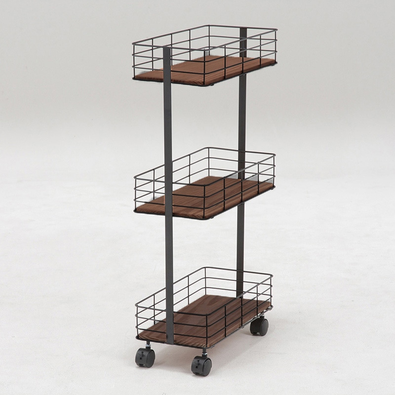 萩原 スリムワゴン　奥行20cm ブラック KR-3855BK 1台（ご注文単位1台）【直送品】