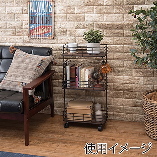 萩原 スリムワゴン　奥行20cm ブラック KR-3855BK 1台（ご注文単位1台）【直送品】