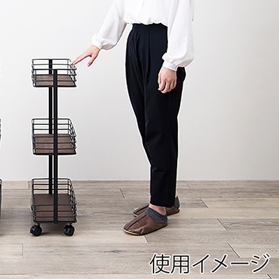 萩原 スリムワゴン　奥行20cm ブラック KR-3855BK 1台（ご注文単位1台）【直送品】